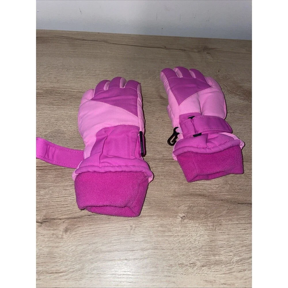 Athletech Girls Snow Gloves Medium M Pink Insulated Ski Gloves Fleece Lined